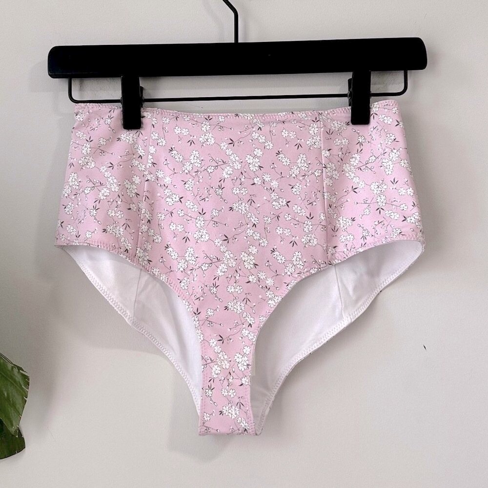LoveShackFancy Mason High-waisted Bikini Brief in Rosemist floral - Size XS